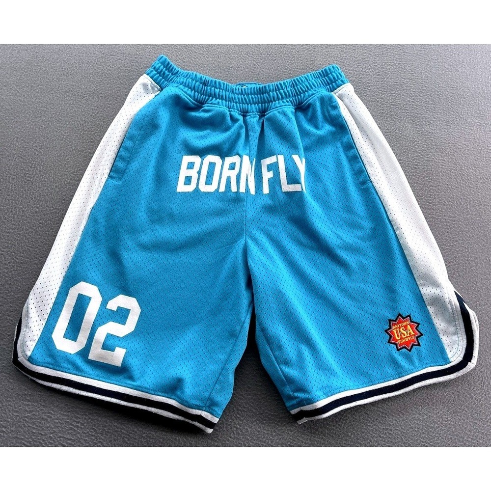 Born Fly Basketball Shorts Mens L Mesh  Blue White 02 Anytown USA